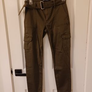 Express Green Stretch Cropped Super Skinny Mid Rise Pants